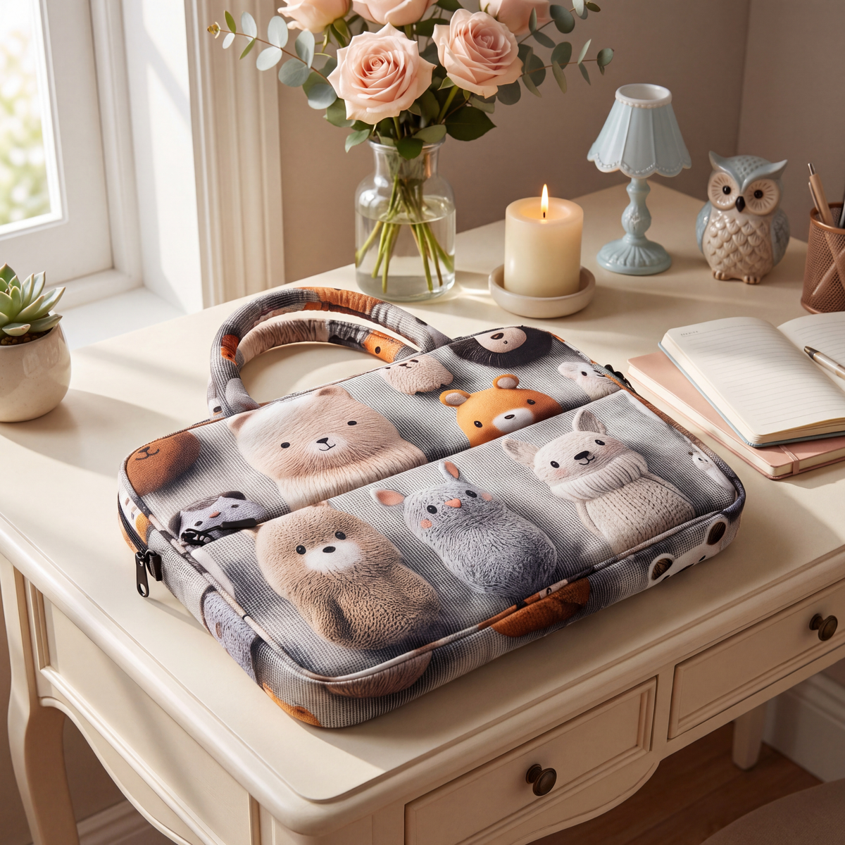 Pinterest-Inspired Kawaii Animal Print Laptop Bag