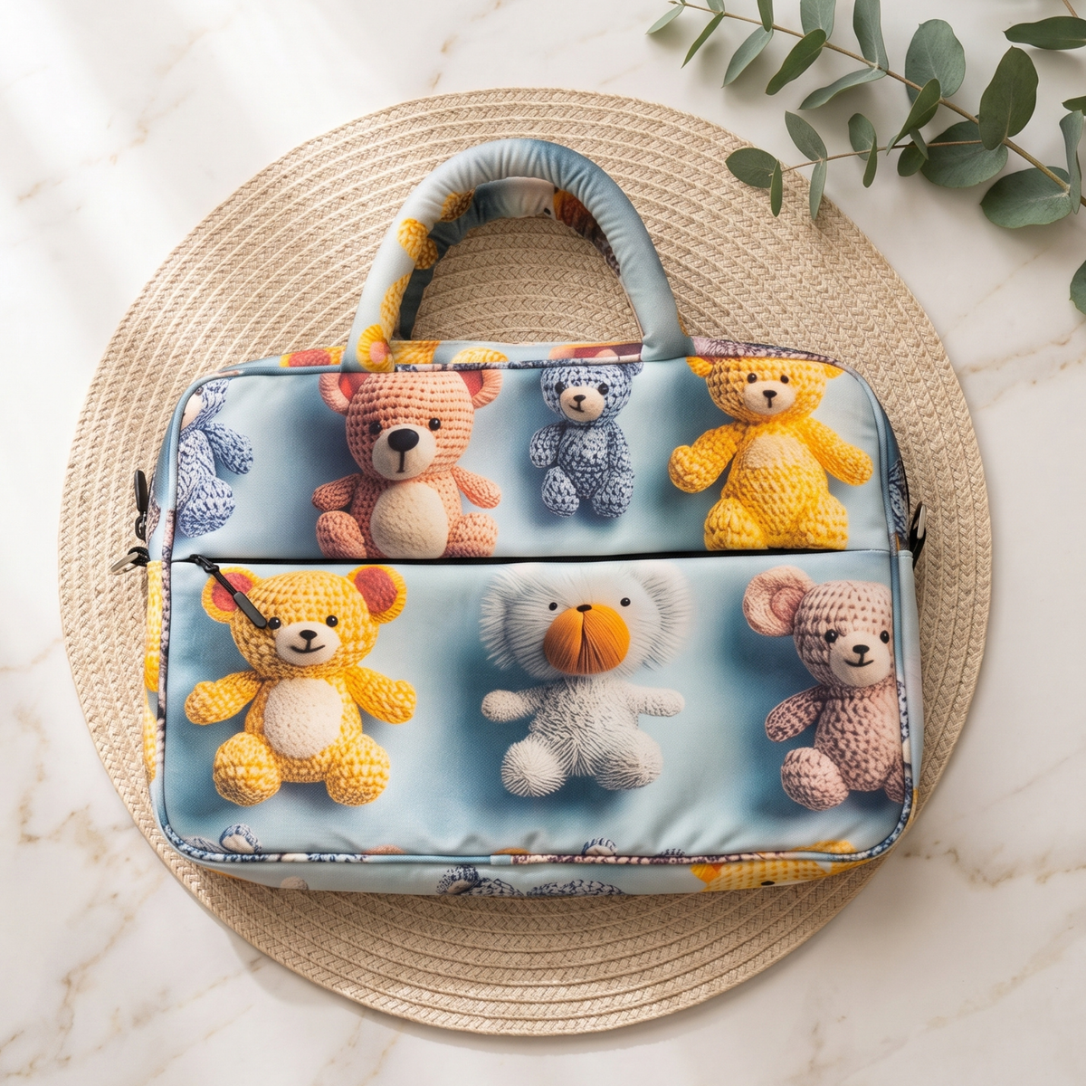 Pinterest-Inspired Blue Teddy Bear Laptop Bag