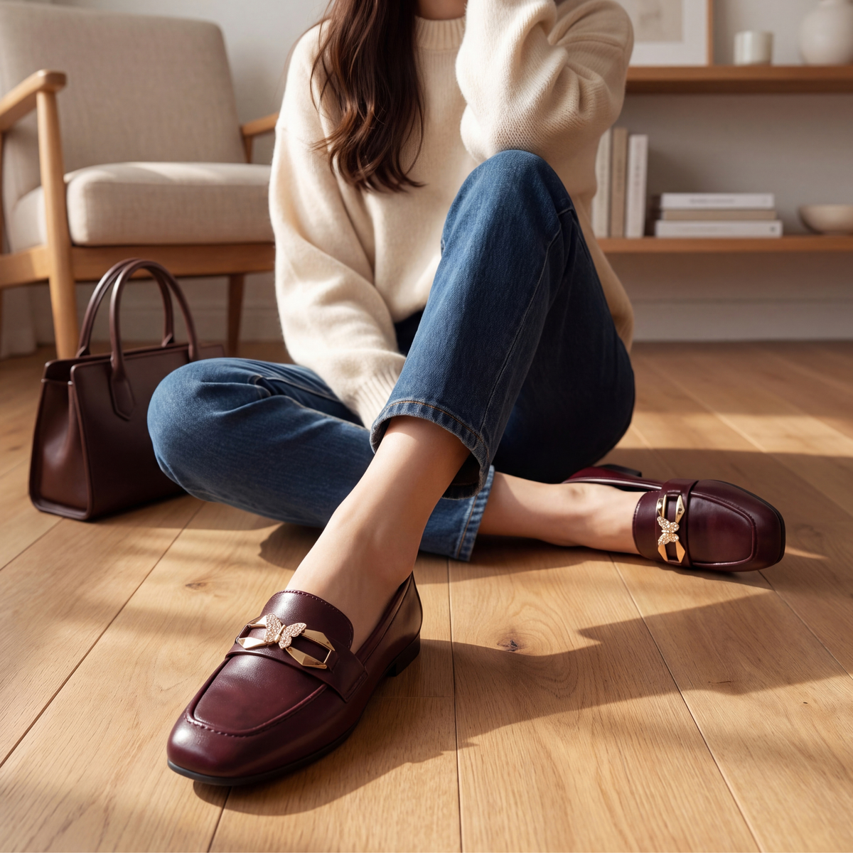 Butterfly Charm Brown Loafers – Pinterest Inspired