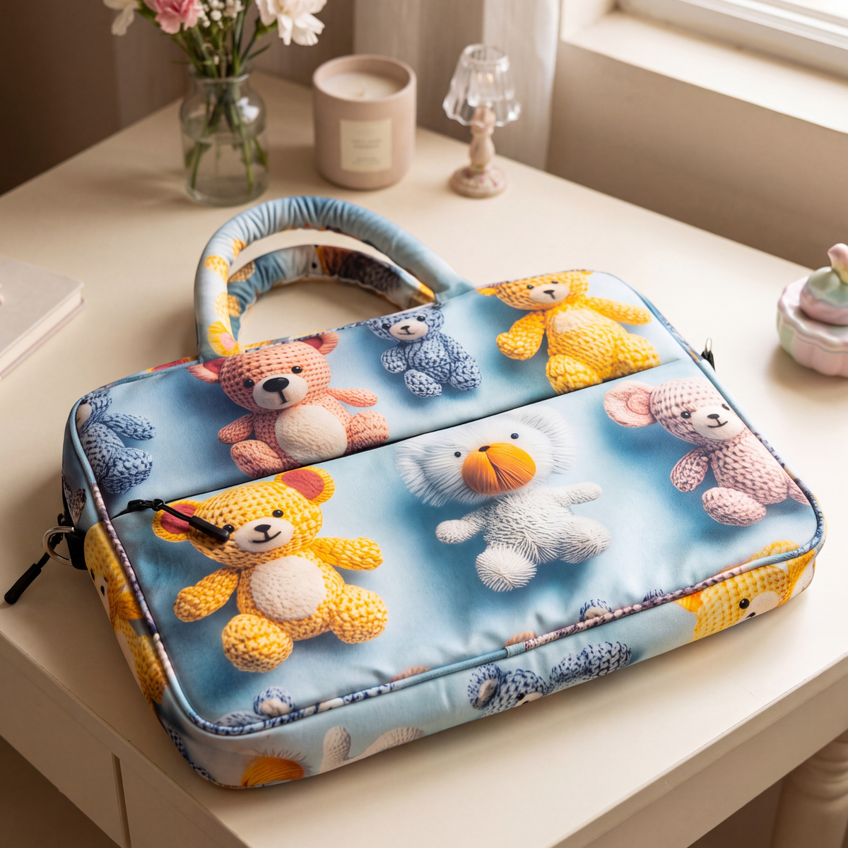 Pinterest-Inspired Blue Teddy Bear Laptop Bag